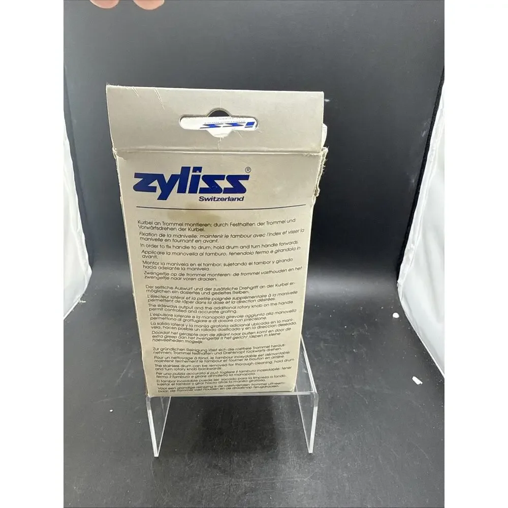 NEW Vintage Zyliss Switzerland Rotary Cheese Grater Hand Crank in Original Box